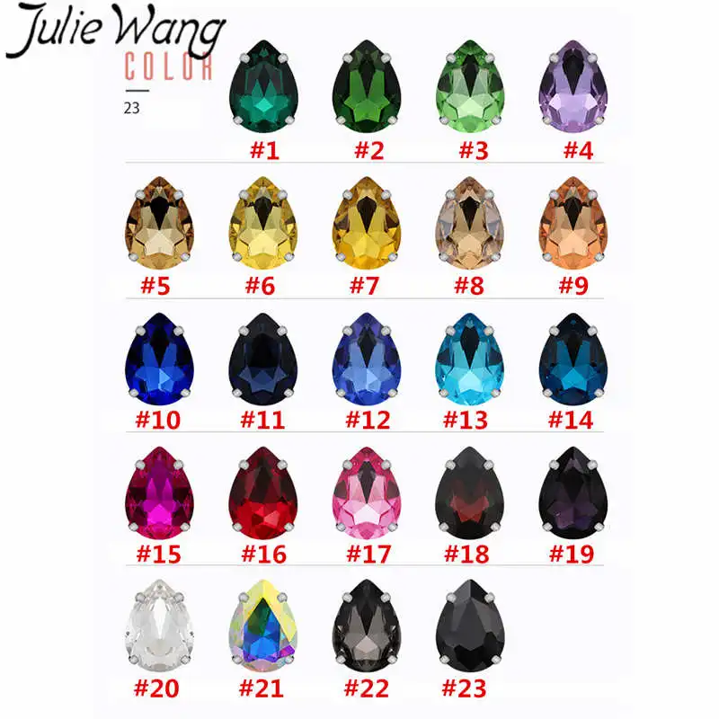 Julie Wang 50 шт. стеклянные стразы в форме капли с кабошоном кабошона кабошон кристалл