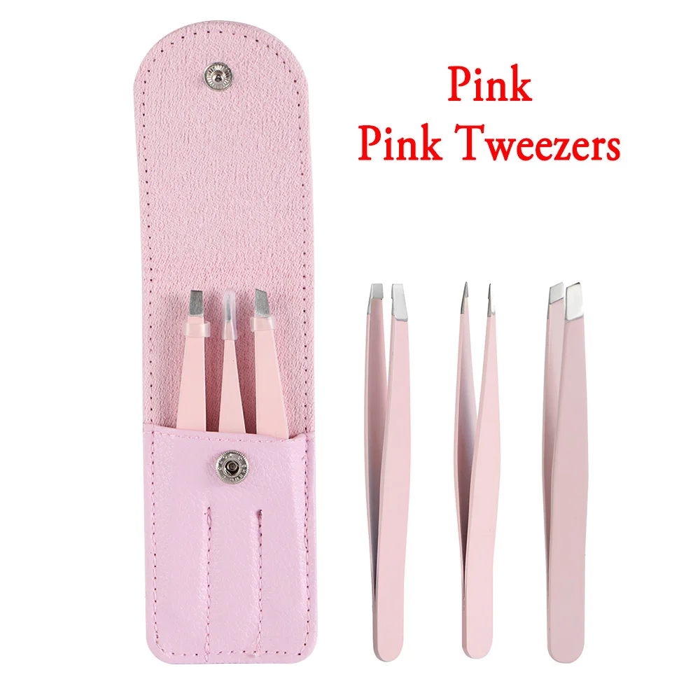 Пинцет для бровей из нержавеющей стали точечный наконечник наклонный плоский