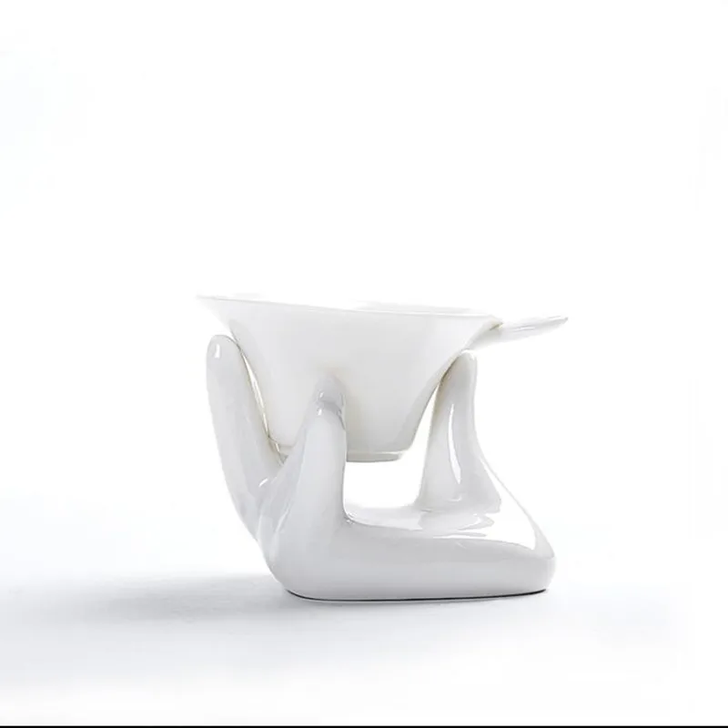 Белая фарфоровая тонкая сетка воронка для чая кунг-фу держатель фильтра