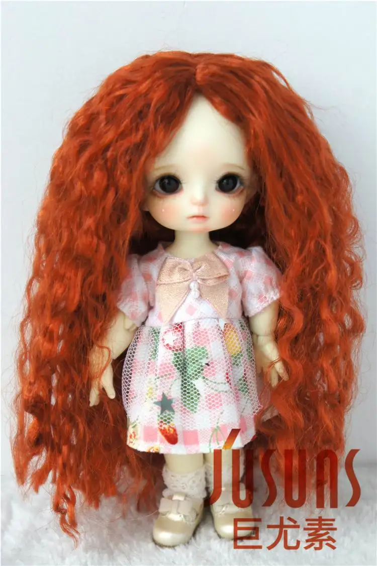 5-6inch Carrot SM130 JD220 1/12 1/8 Мода BJD синтетический мохер куклы парики Размер 4-5 дюймов 5-6 дюймов длинные вьющиеся мягкие волосы BJD - Цвет: 5-6inch Carrot SM130