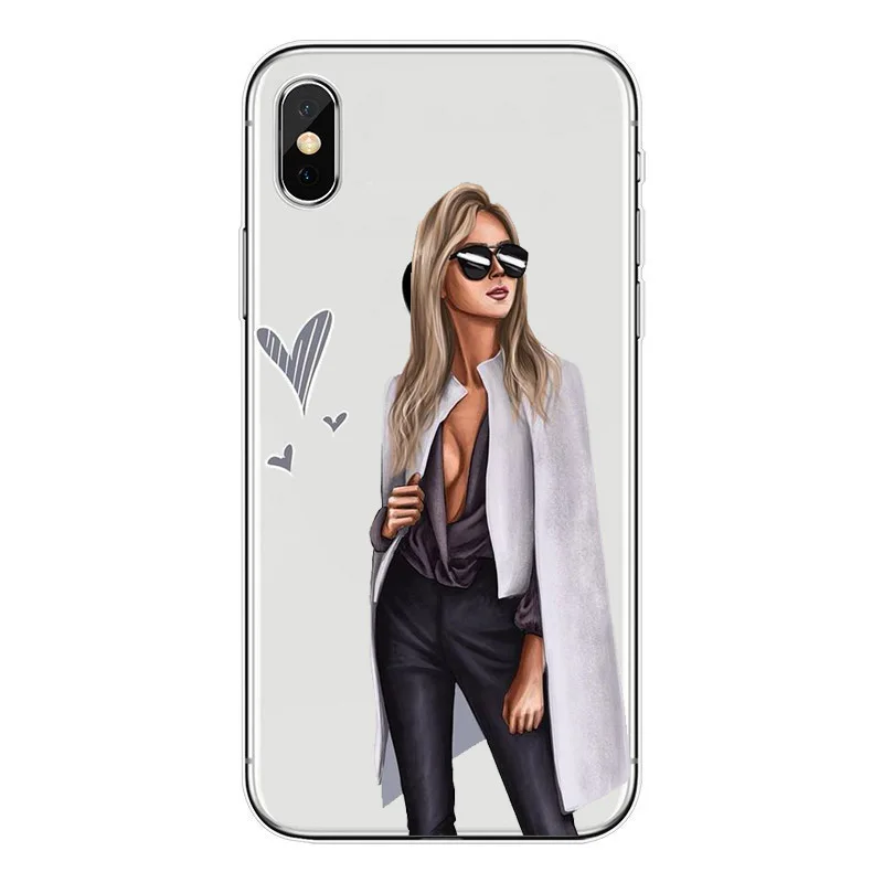 Модный мягкий чехол из ТПУ для iPhone X 10 XS MAX XR 8 7 6 6s Plus прозрачный силиконовый женщин