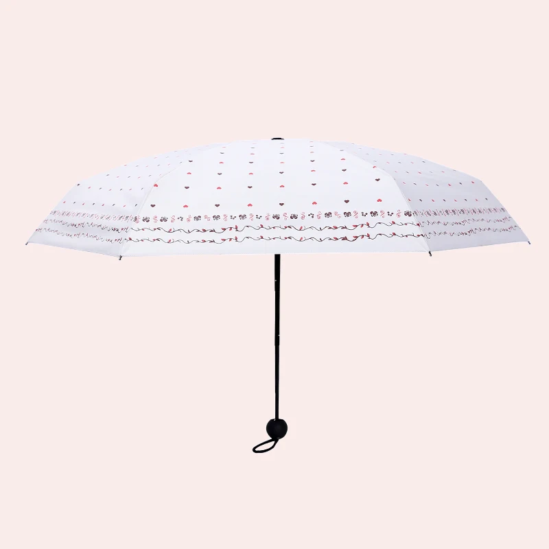 Mini Lovely Five Folding Umbrella for Easy Carry Color Coating Anti UV Durable Parasol Lady Sunny Rain Three | Аксессуары для