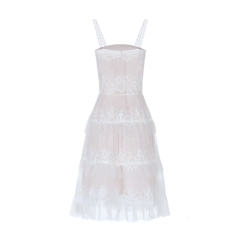 INDRESSME 2019 Новое Кружевное Сетчатое мини-платье на бретельках со шнуровкой в
