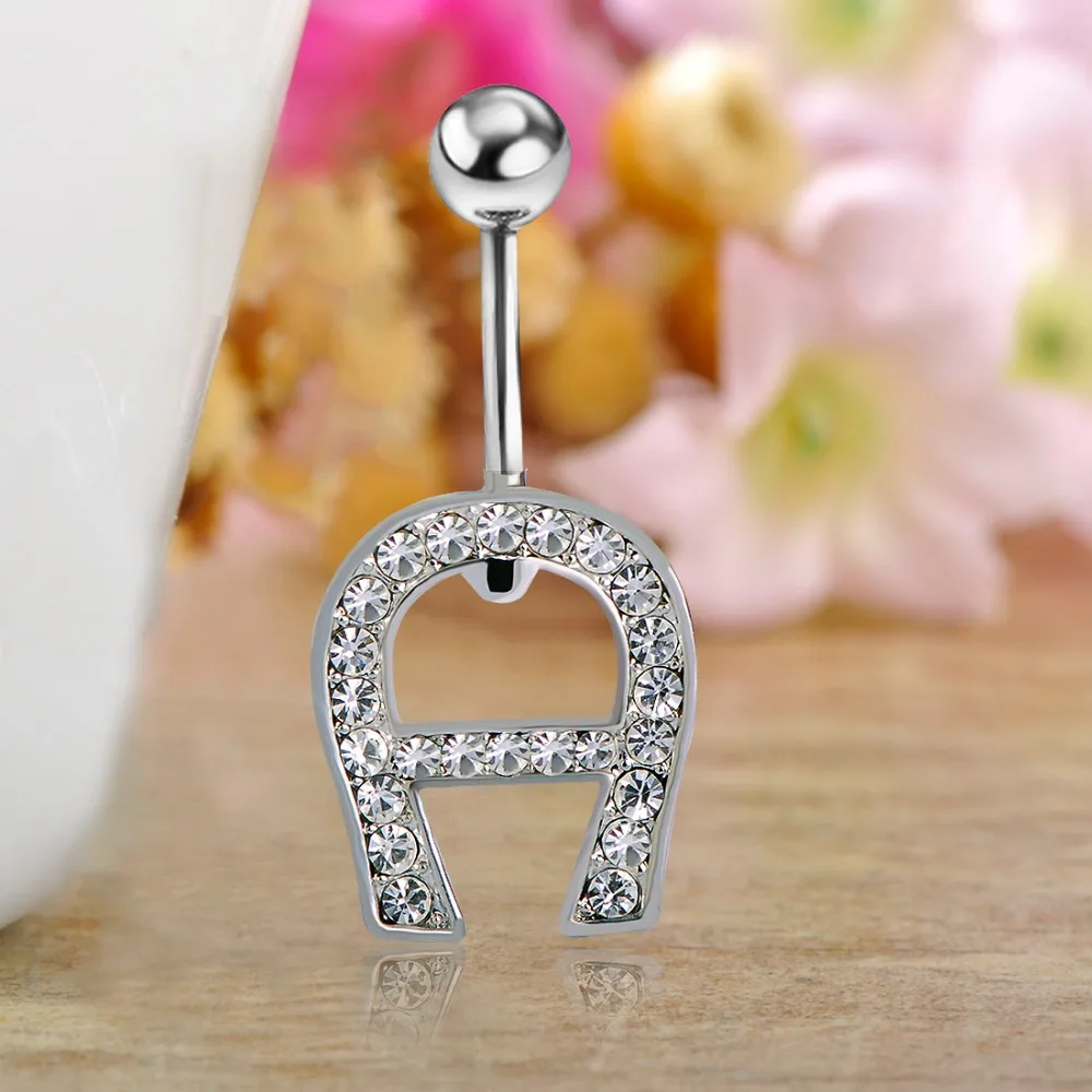 Лидер продаж кольца с буквами пантант пупок и колокольчик золотистого цвета