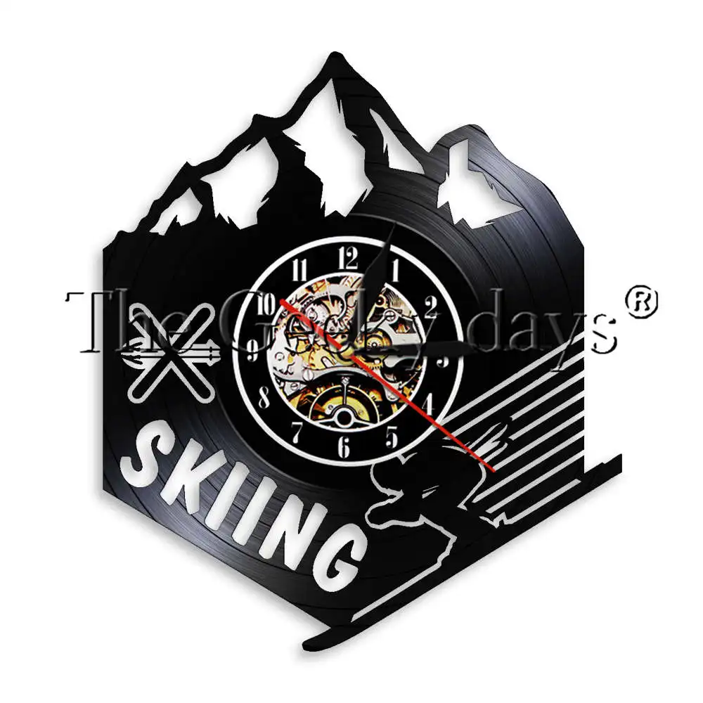 Настенные часы с виниловой пластиной для сноуборда зимних экстремальных видов - Фото №1