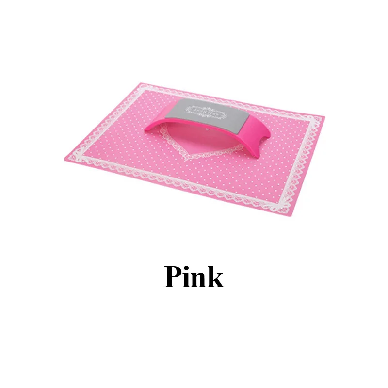 Pink Силиконовая подушка, подушка для запястья, подставка для рук, Маникюрный Стол, держатель для рук, подставки для рук, моющийся коврик, складной коврик для маникюра, салонные инструменты - Цвет: Pink