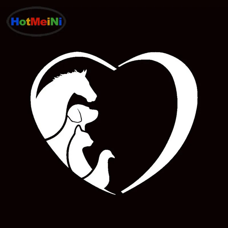 HotMeiNi Animal Lover Love Heart Car Sticker Horse Cat Dog Truck Door Laptop Kayak Vinyl Decal Protection Organization | Автомобили и
