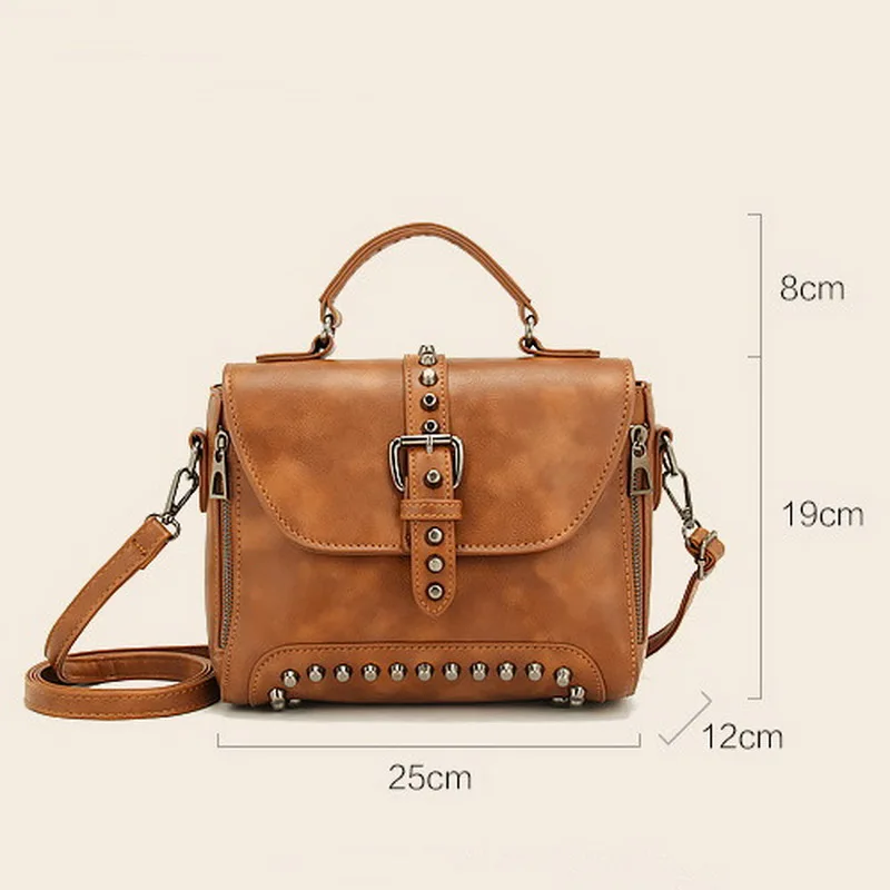 

FUNMARDI Crossbody Bags For Women Bag Brand Rivet Small Shoulder Bags Vintage PU Leather Handbag Famous Female Bag WLHB1809