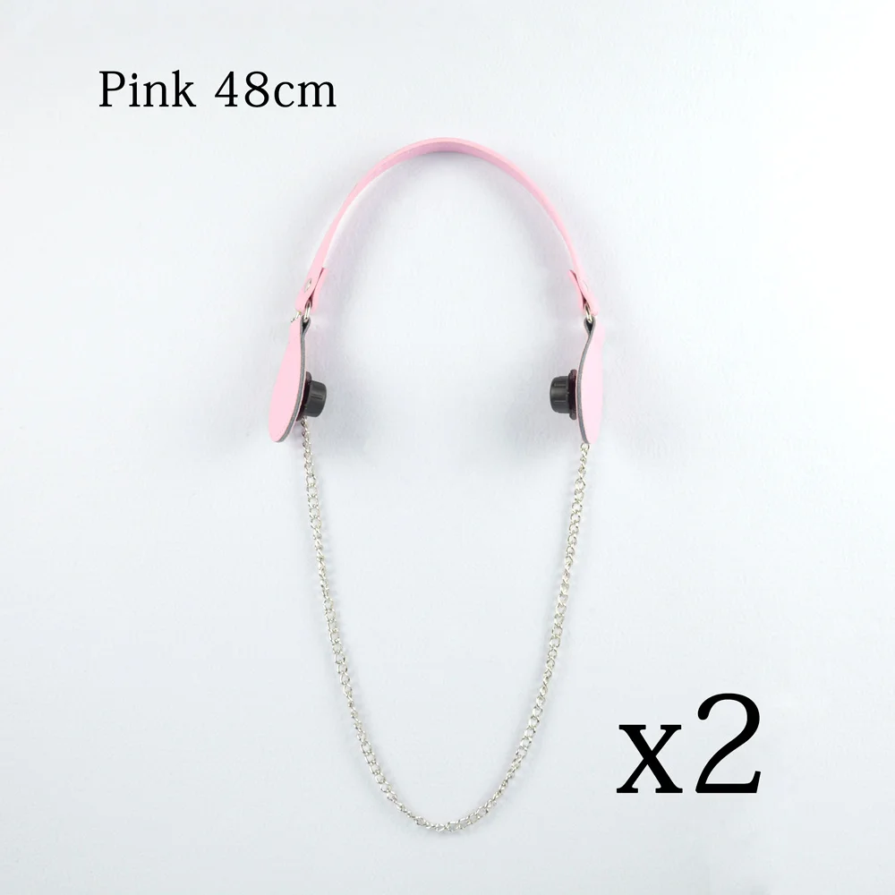 pink Huntfun 1 пара Короткие Красочные плоские ПУ ремень падение конец с длинной цепью ручки сумки для Obag EVA Obag женская сумка через плечо - Цвет: pink