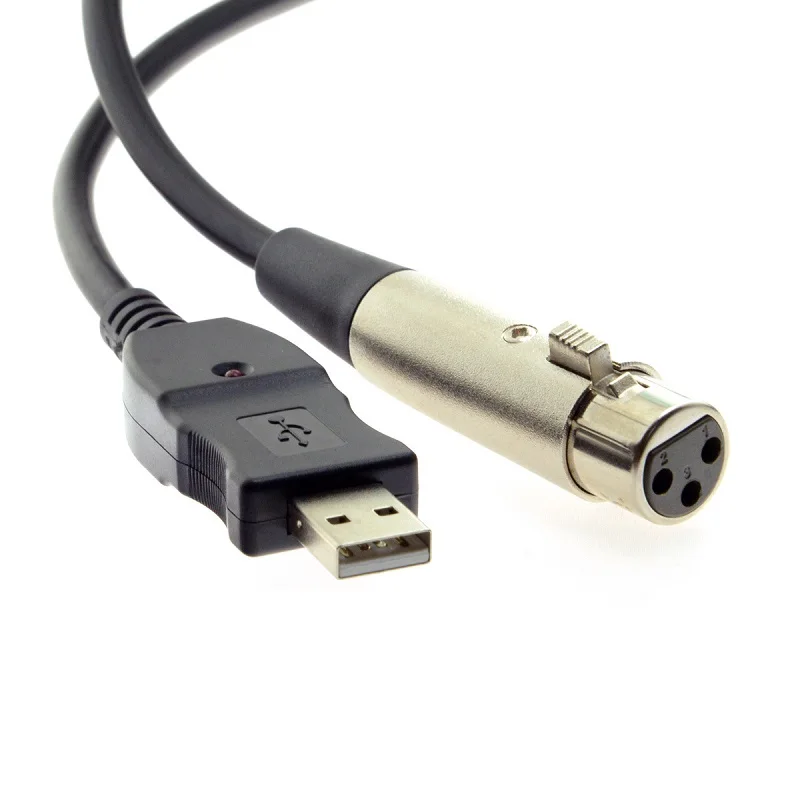 3Pin XLR Женский USB к кабель-адаптер микрофонный кабель студийный аудио 3M для