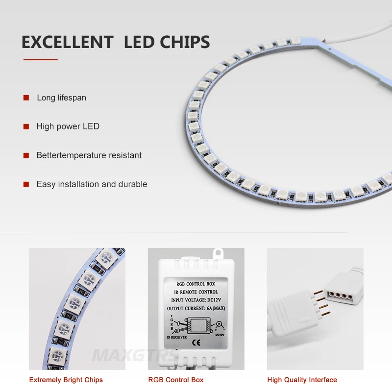 Комплект ксеноновых фар для BMW E36/E38/E39/E46/3/5/7 серии 4X/131 мм RGB 5050/132Smd|headlights for|xenon