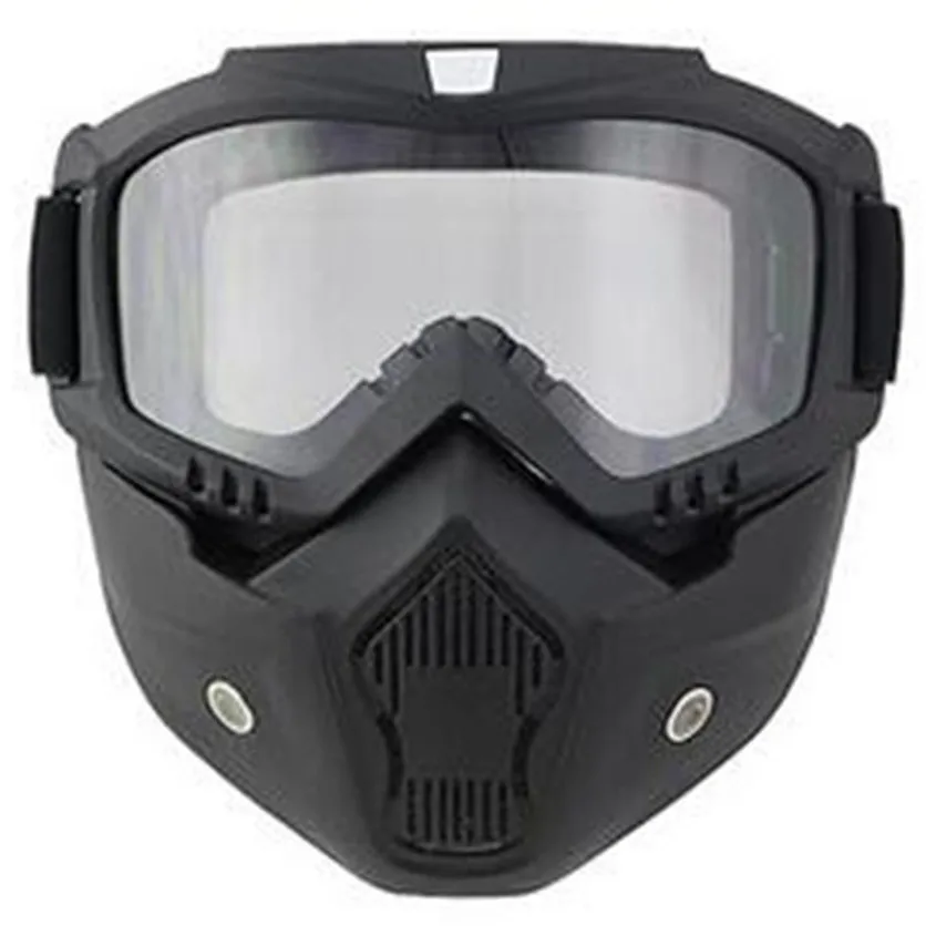 Матовая черная мотоциклетная маска Съемные очки и фильтр для рта открытого лица