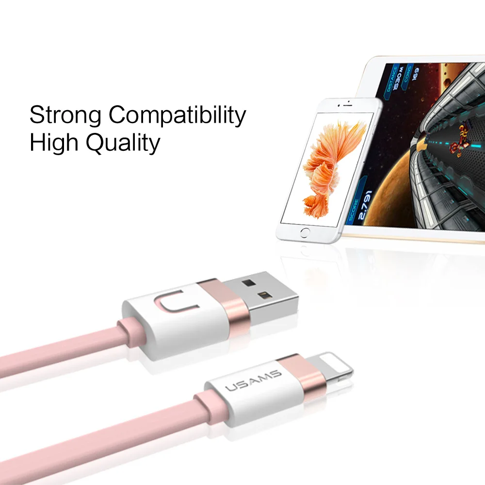 Для iphone 5 5S Usb кабель USAMS 1 м 3Ft сплава цинка 2.1A лапша usb-зарядное устройство