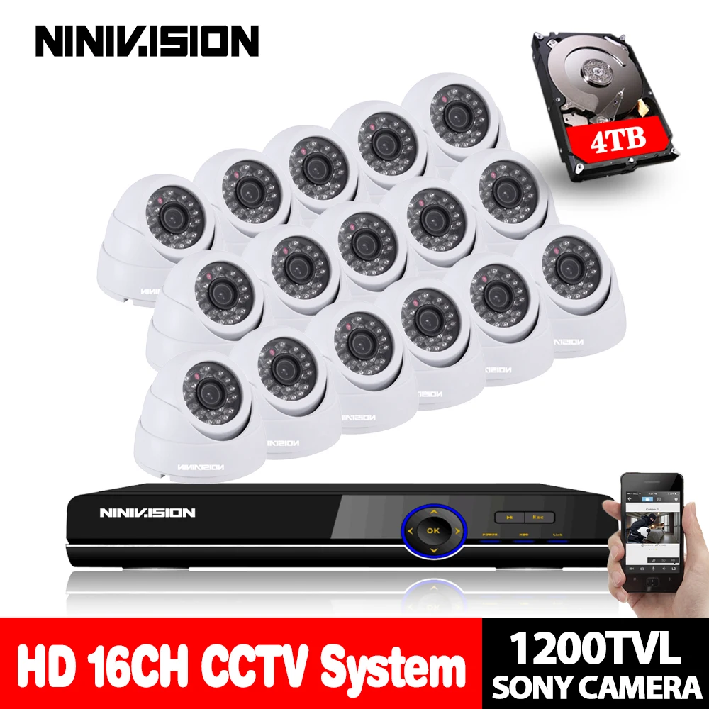 Sony 1200TVL камеры для помещений охранная видео система сеть P2P Облако HDMI 16CH 1080p DVR