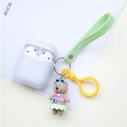 15 Силиконовый чехол с рисунком медведя для Apple Airpods, чехол для Air Pods, чехол для наушников, защитный чехол, декоративный брелок - Цвет: 15