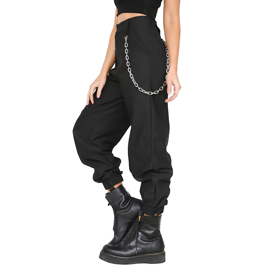 Casual Womens Harem Pants With Chains 2018 Fashion High Waist Sweatpants Streetwear Cotton Lady Trousers Pantalon Mujer | Женская одежда