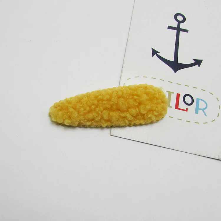 yellow 40 шт./лот, 5,6x2 см, плюшевая бархатная заколка для волос с кроликом, мягкая аппликация, ручная работа, Детские аксессуары для волос - Цвет: yellow