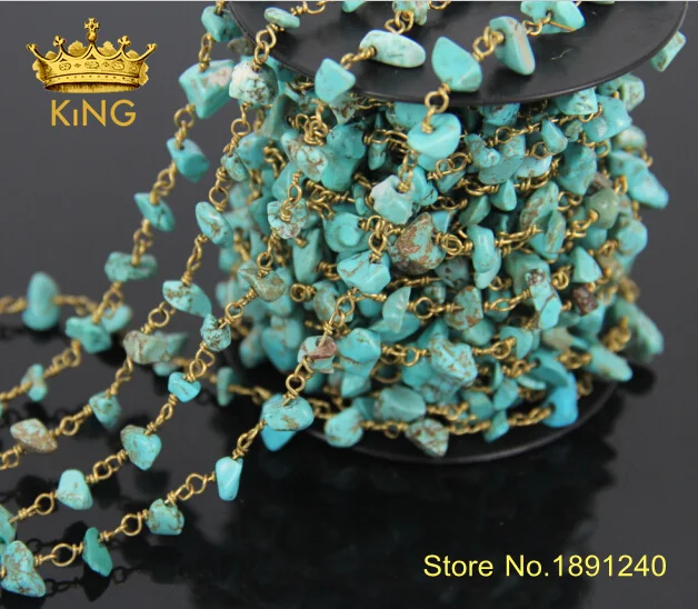 5 м/лот цепочка в виде проволоки с бусинами позолоченный браслет четок Tur quoise Бусы