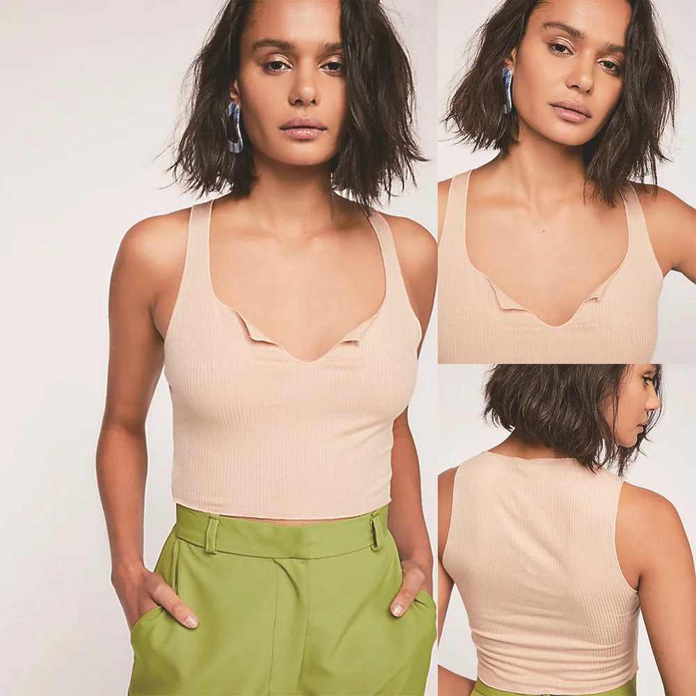 Сексуальный топ на бретелях однотонный укороченный с лямкой шее женские летние