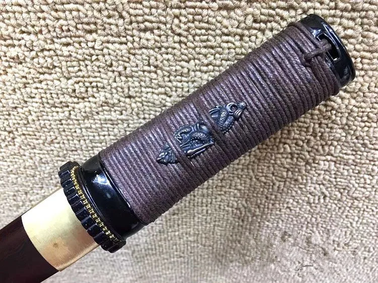 Китайский ручной Кованый нож короткий меч красный сложенный Дамасская сталь