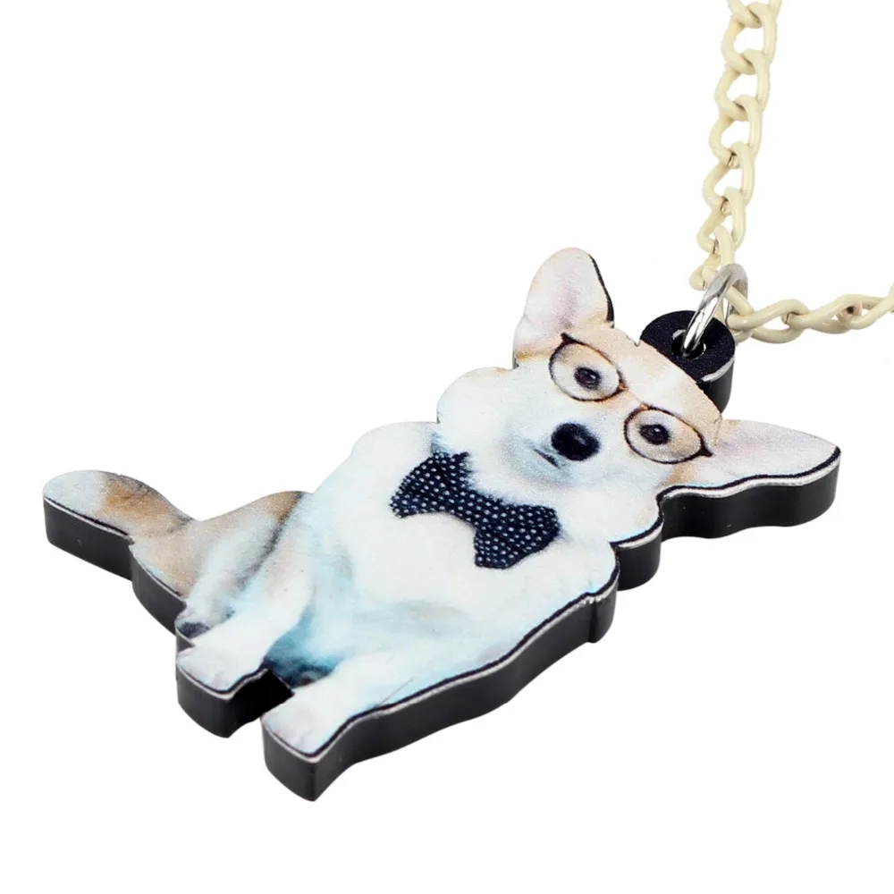 WEVENI акриловые очки Welsh Corgi Pembroke Подвеска для ожерелья собак цепь ожерелье