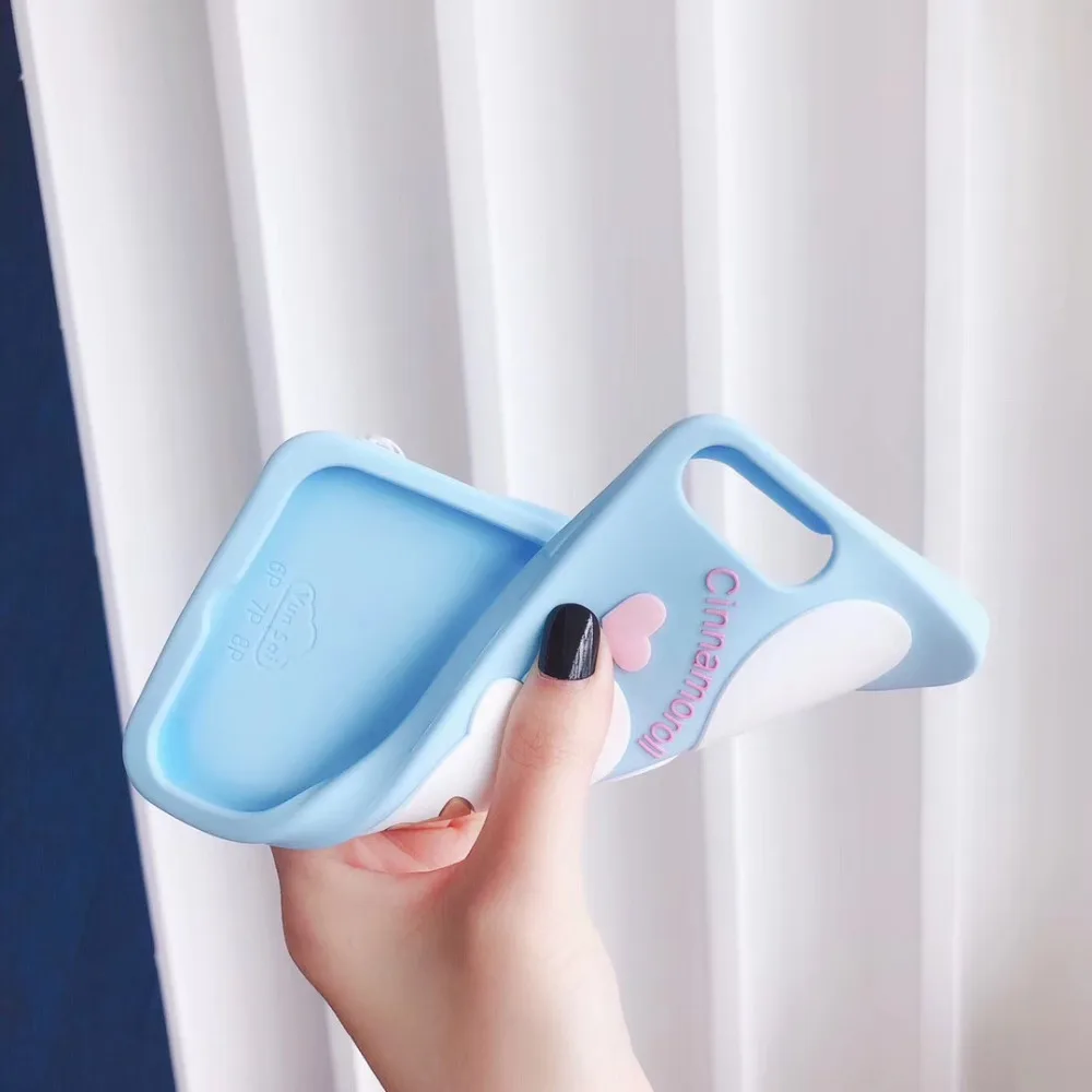 Японский 3D милый мультяшный Sanrio Cinnamoroll Мягкий силиконовый чехол для iPone 11 pro 8 7 6 6s plus X XS MAX XR с длинным ремешком