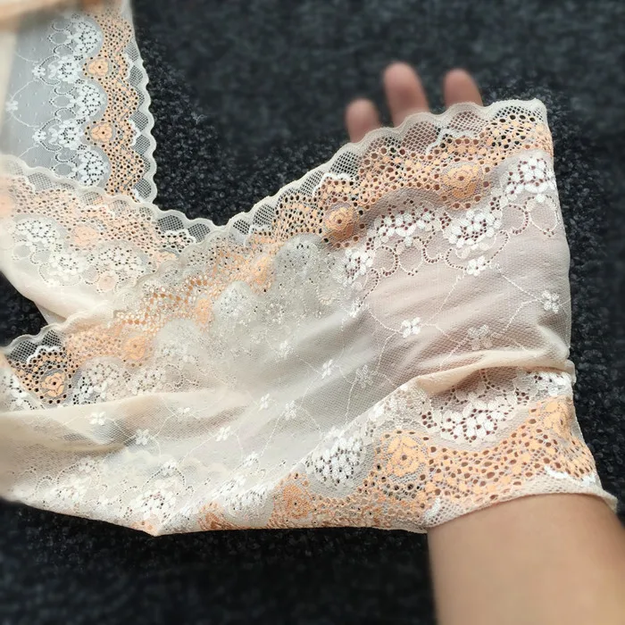 Ширина 22 см светло-оранжевая розовая эластичная кружевная ткань DIY аксессуары