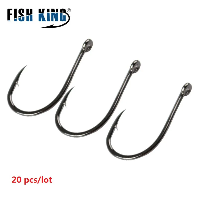 FISH KING 10-50 шт./лот из высокоуглеродистой стали матовый черный Европейский крючок для ловли карпа 1 2 4 6 8 10# колючий одиночный карп рыболовные крючки пресноводные