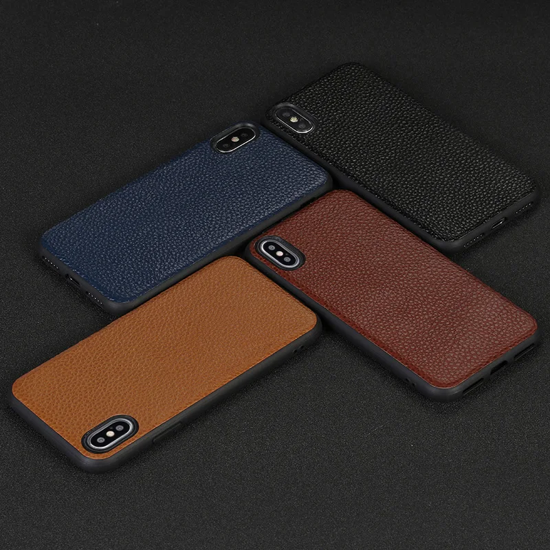 

Original Leather Case for iPhone 8 8Plus 7 7plus 6s plus 6 soft Silicon Edge Protection Litchi Texture Cover For iphone x xs max