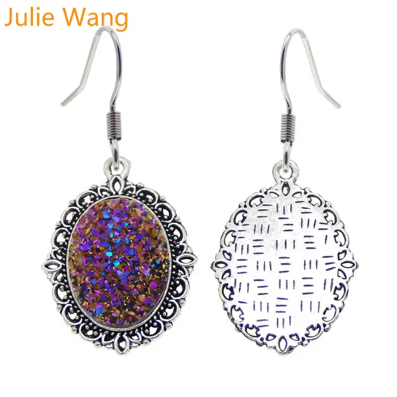 Julie Wang овальная смола искусственный кабошон ожерелье серьги набор подвески из
