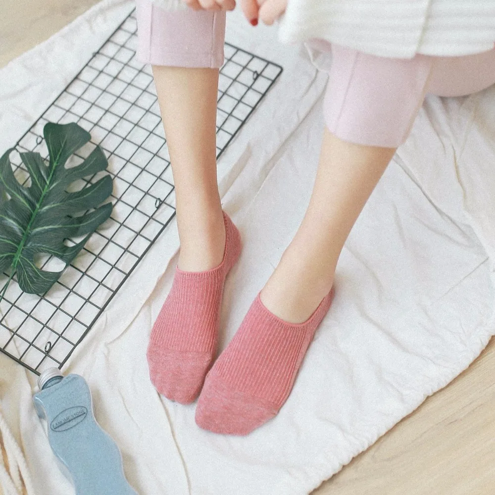 VOHIO New straight line shallow mouth invisible socks blue women's sock cotton skid socks 5 pairs of wholesale manufacturers