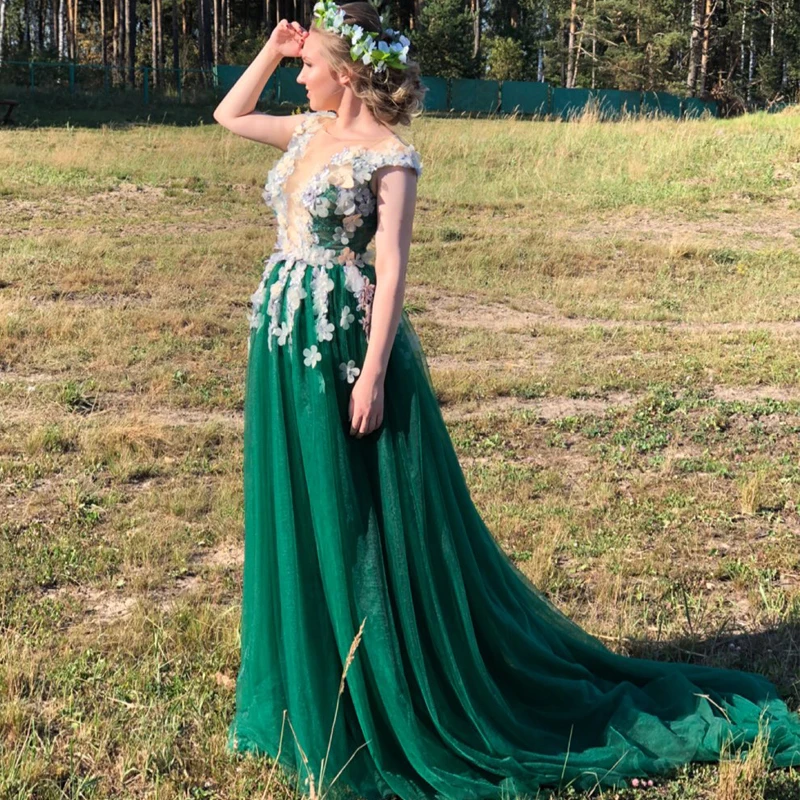 Элегантные длинные вечерние платья 2018 3D Цветы Abendkleider пикантные для женщин