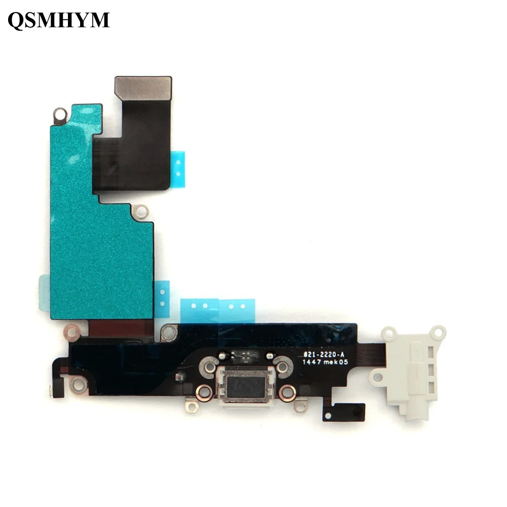 QSMHYM для iPhone 6 Plus 5 дюймов гибкий кабель наушников аудио разъем микрофона Зарядное
