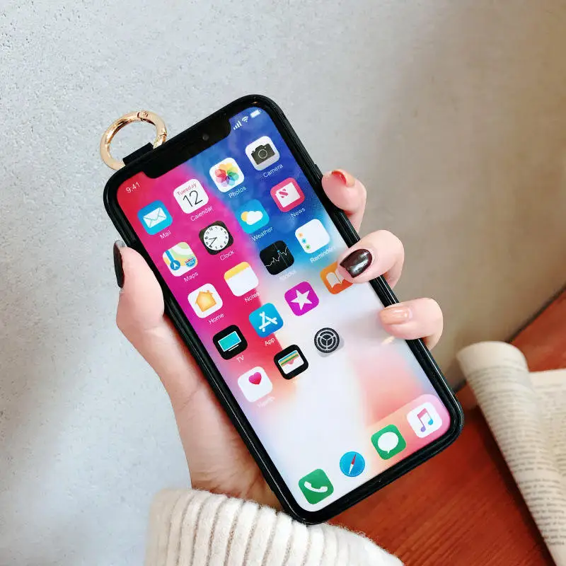 Винтажный чехол в горошек с ремешком на запястье для iPhone 7 силиконовый мягкий