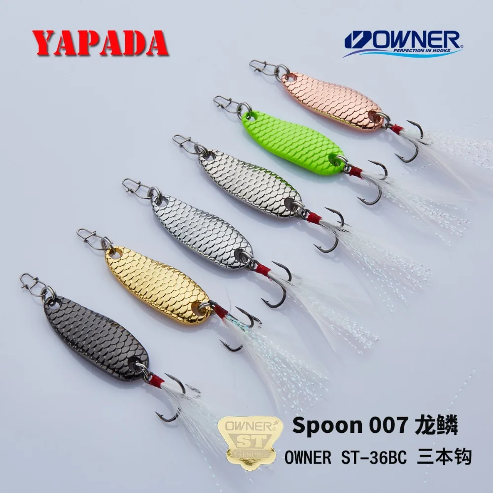 YAPADA ложка 007 Loong шкала владелец тройной крючок 10 г/15 г 43-50 мм многоцветный цинковый сплав рыболовные приманки бас металлическая ложка перо