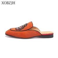 xobzjh 2019 new men%e2%80%99s shoes handmade leisure style man summer party shoes men flats leather orange loafers big size shoes