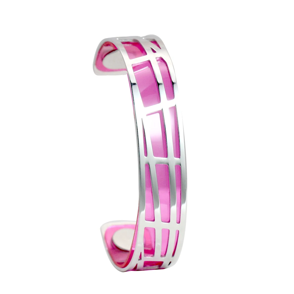 14 mm pink Legenstar Argent геометрический браслет из нержавеющей стали и браслет для женщин Manchette Реверсивный прозрачный кожаный браслет - Окраска металла: 14 mm pink