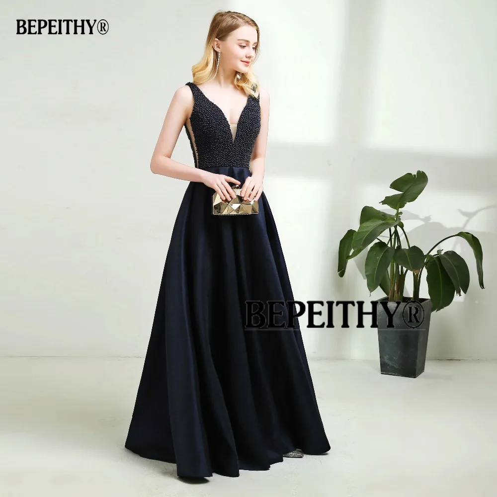 Сексуальное длинное вечернее платье с открытой спиной, vestido de festa, новые платья для выпускного вечера с жемчугом