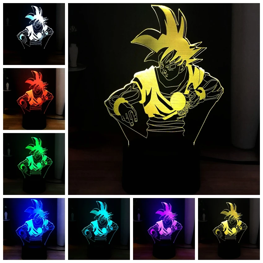 Dragon Ball Cool Wukong RGB 7 цветов акриловый светодиодный светильник иллюзия настольная