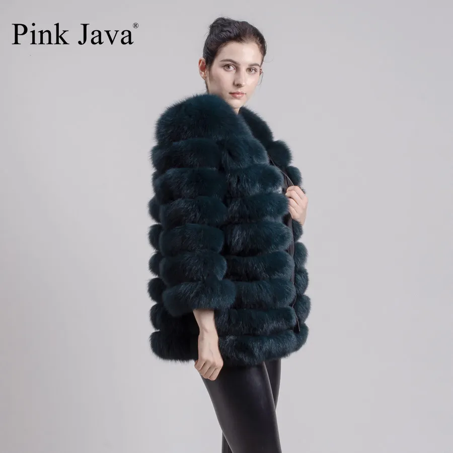 Женское пальто из натурального Лисьего меха розовое java QC8063 модная Роскошная