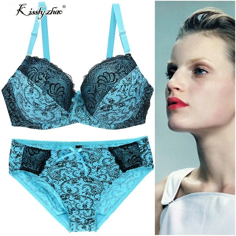 

Sexy Lace Push Up Bra Set for Women Intimate DD ,E Large Size Bra Brief Sets Embroidery Flounced Noble Underwear Set
