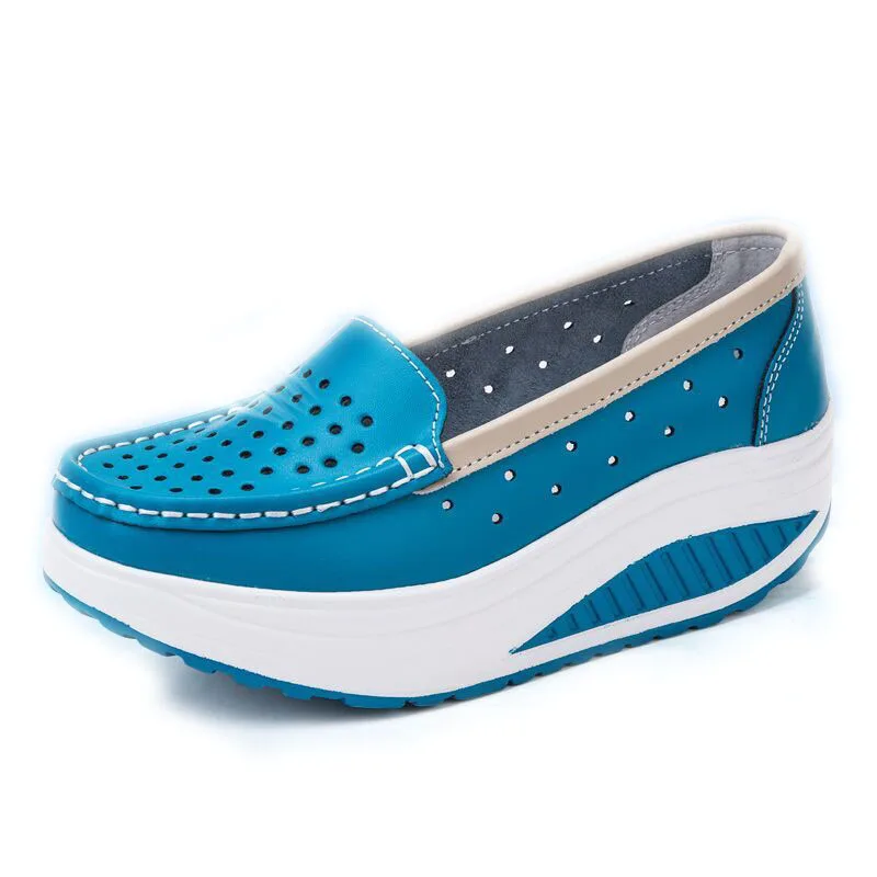 8103 blue ; коллекция года; сезон весна-лето; дышащая женская обувь с перфорацией; обувь для медсестры; белая обувь на платформе - Цвет: 8103 blue