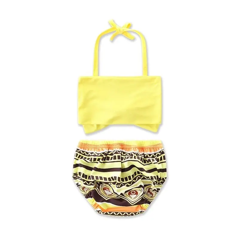 

Baby Girls Swimsuits Two-Piece Swimwear High Waist Bowknot Bikini Beach Swimwear Summer Fits Bathing Suits 2-7T Fits