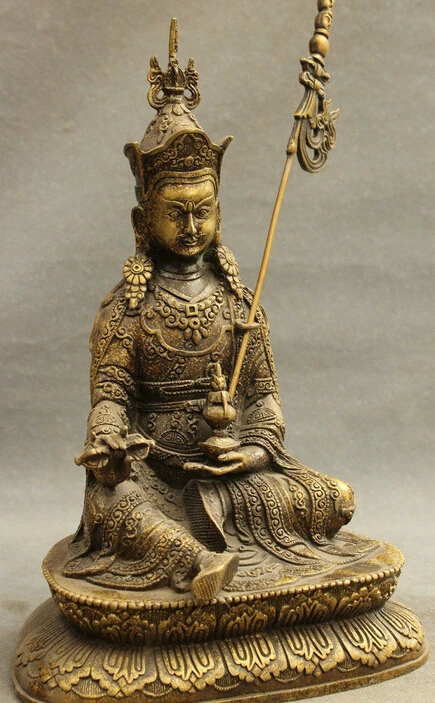 12 &quotТибетский Бронзовый буддистский Vajra Lotus Padmasambhava Guru Rinpoche статуя Будды|statues