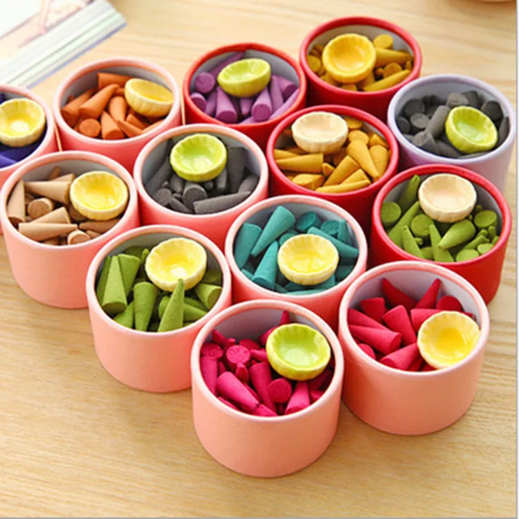 40 шт. благовония + 1 горелка смешанный аромат конус Stowage Красочные конусы розовый