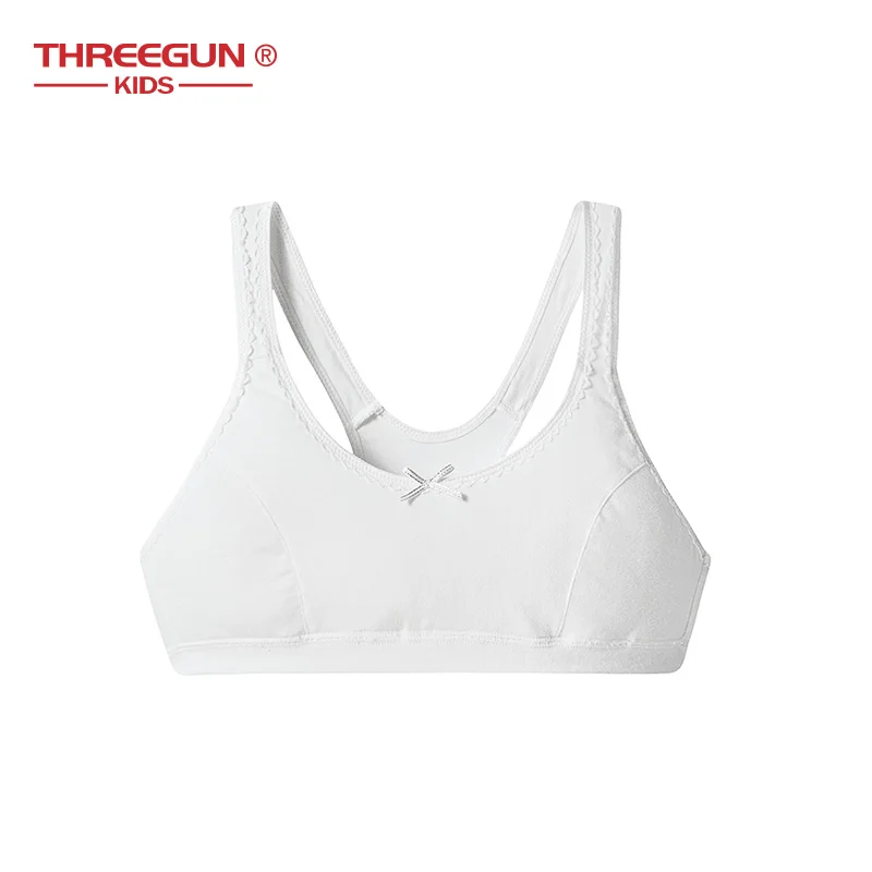 THREEGUN/Детские бюстгальтеры для первых тренировок для девочек милый Бюстгальтер для подростков мягкое нижнее белье без косточек из хлопка для подростков бюстгальтеры для молодых студентов, нижнее белье