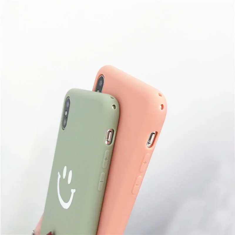 JIBAN Cute Cartoon Smile Expression Phone Case For Iphone XR XS Max X Couples Soft TPU 7 6 6S 8 Plus Cover |