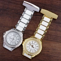 luxury crystal nurses watch fob pocket watch analog clip on hanging brooch elegant womens fashion nurses gift watches