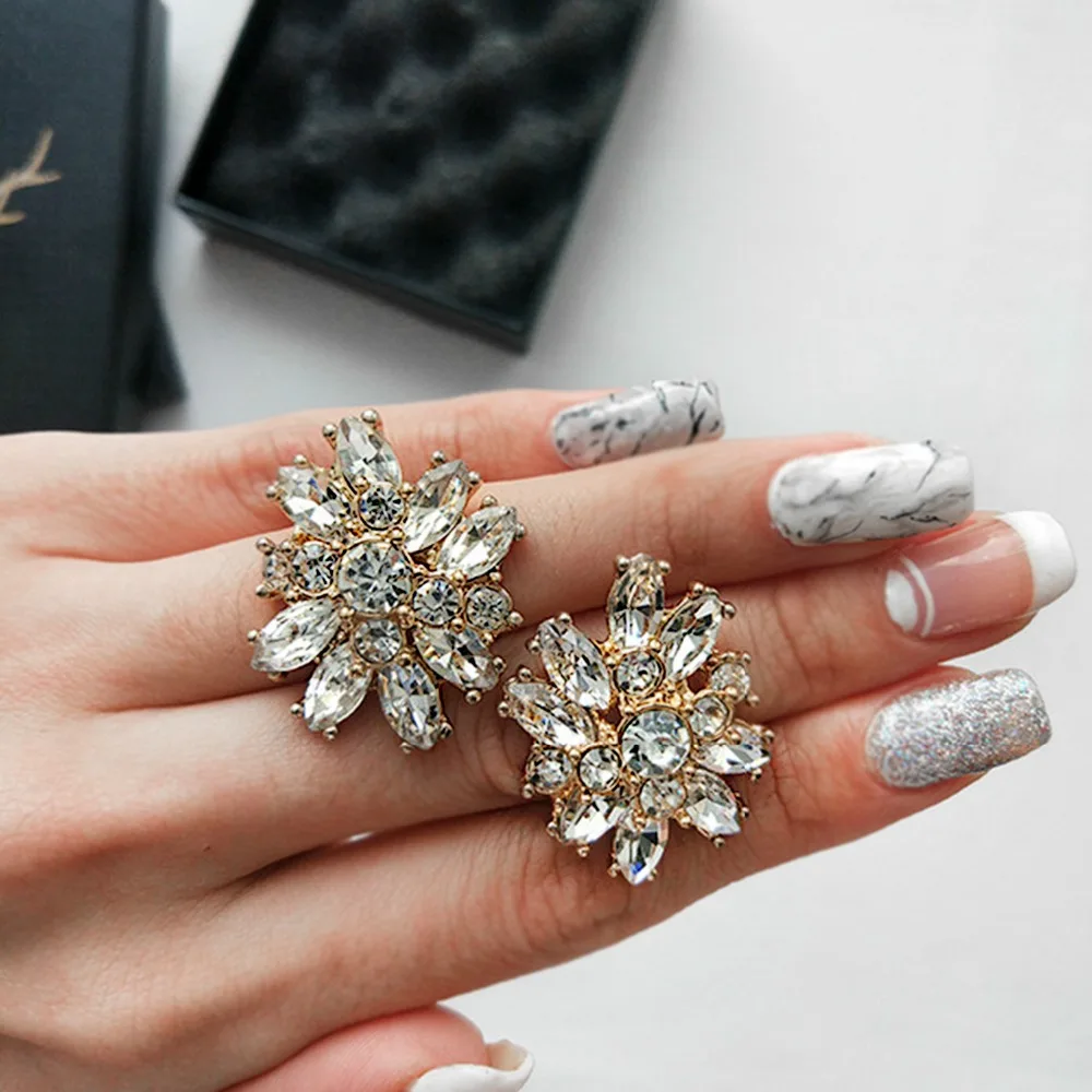 eManco Luxury Stereoscopic Crystal&amp Rhinestone Drop Dangle Earrings Light Color Fashion Jewelry New Cloth Accessories | Украшения и