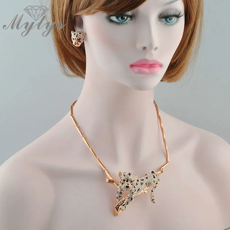 Mytys животное Леопард Ювелирные наборы для женщин Новая мода Циркон Кристалл